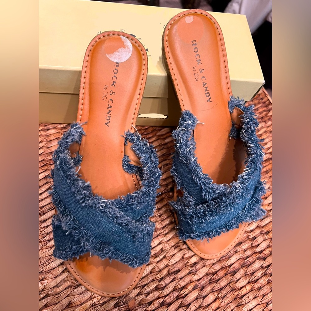 Rock & Candy Blue Jean Sandel Slides